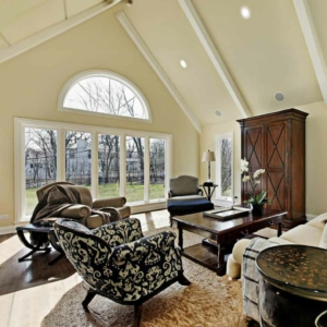 Picture windows installed for a living room of a house in Cedar Rapids, IA